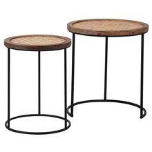 Load image into Gallery viewer, Rattan Top Nest Tables (Set Of 2)