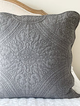 Load image into Gallery viewer, Grey Quilted Pillow Sham