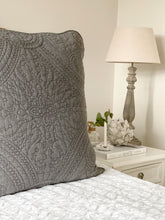 Load image into Gallery viewer, Grey Quilted Pillow Sham