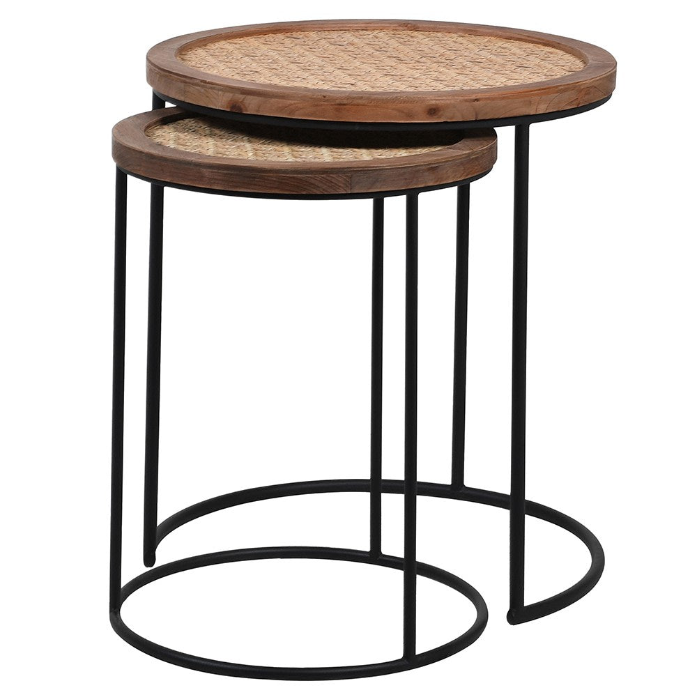 Rattan Top Nest Tables (Set Of 2)
