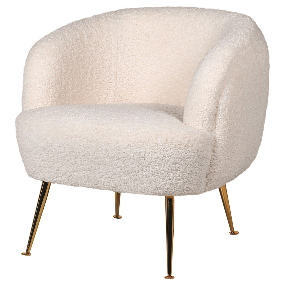 Boucle Club Chair With Gold Legs