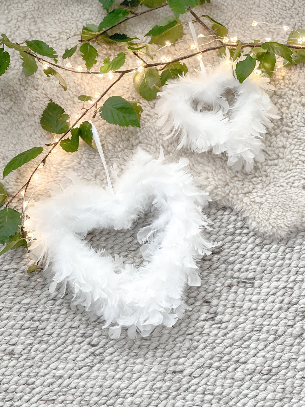 White Feather Hanging Decoration (Two Sizes)