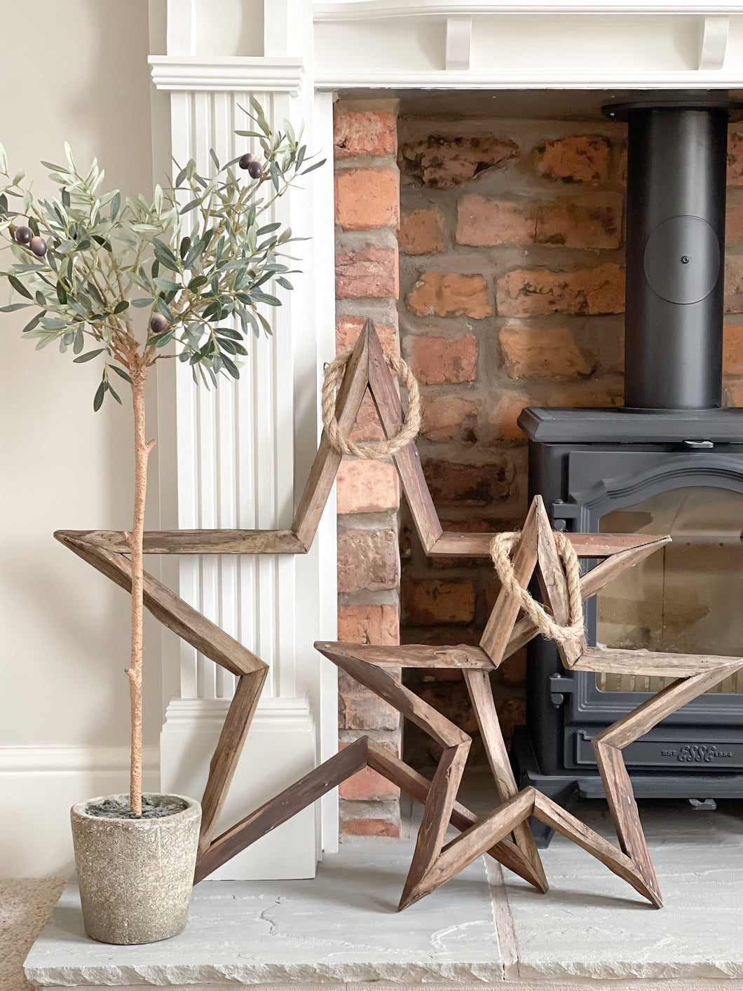 Rustic Wooden Star with Rope