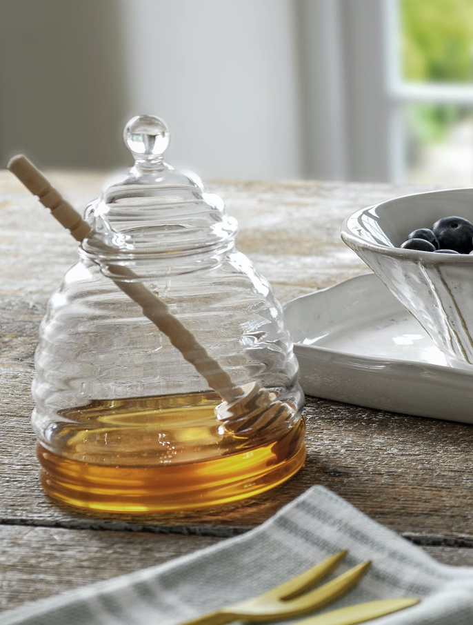 Glass Honey Pot